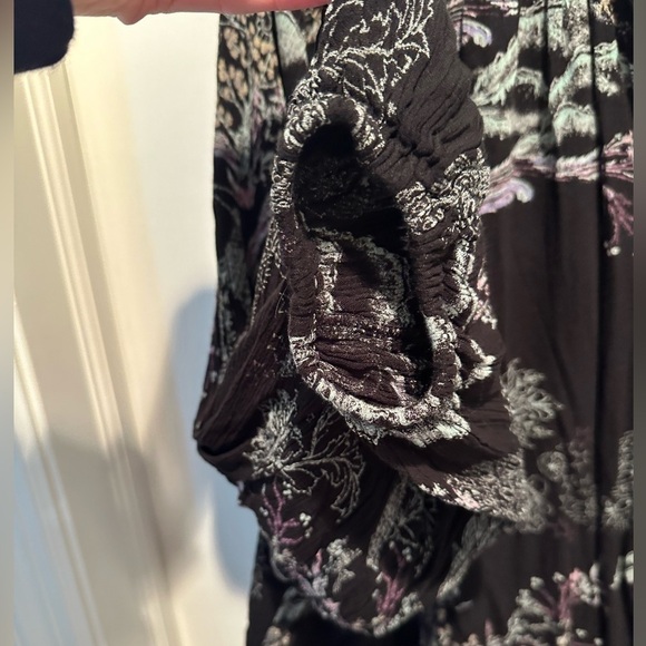 Free People Blooms Peacock Print Oversized Blouse Small - Picture 3 of 5